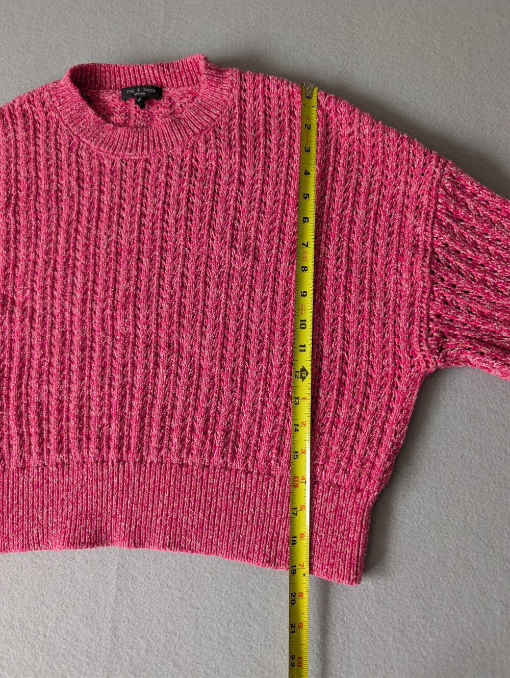 Rag & Bone Edie Open Stitch Pink Knit Crewneck Cotton Blend Sweater Sz Small image 9